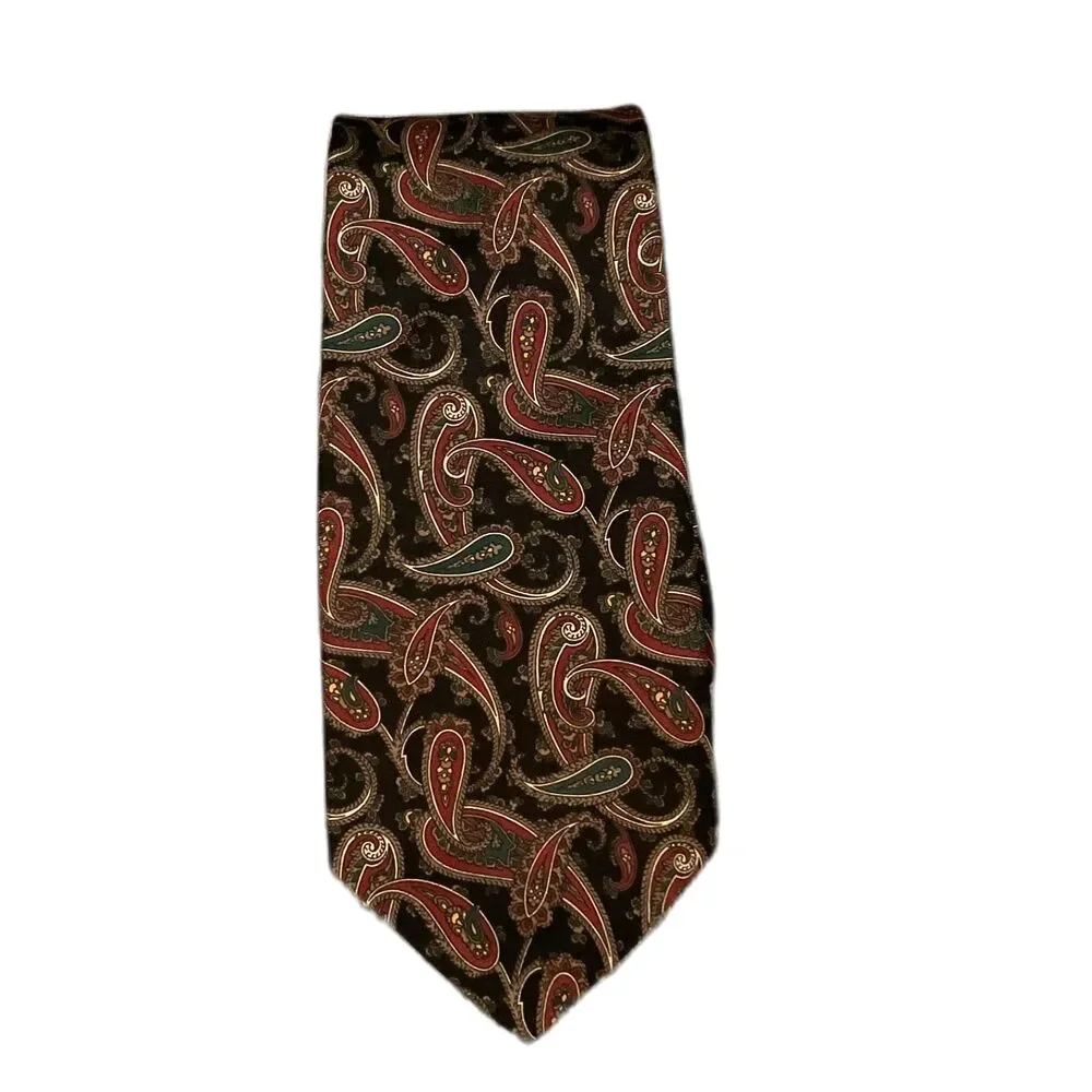 Vintage Bert Pulitzer black/maroon  100% Silk Men’s Neck Tie Made In USA